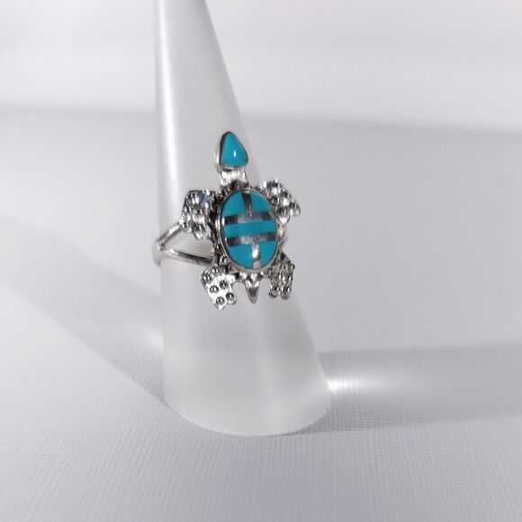 Turquoise Turtle Ring Size 6.75 - Picture 4 of 11
